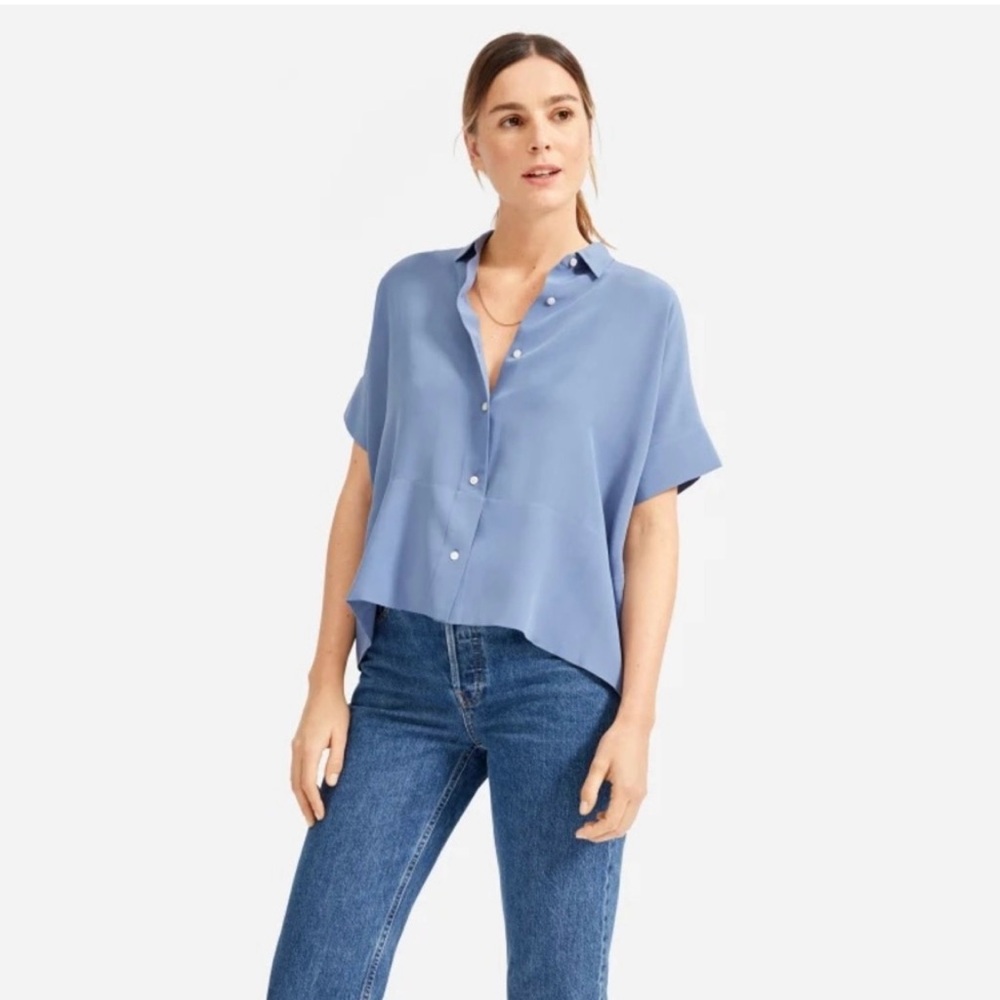 Everlane The Clean Silk Short-Sleeve Square Shirt